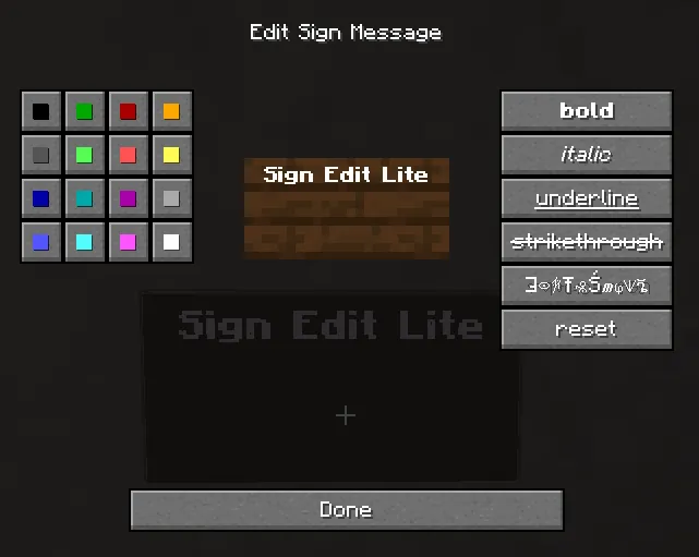 Sign Edit Lite, Моды, Minecraft