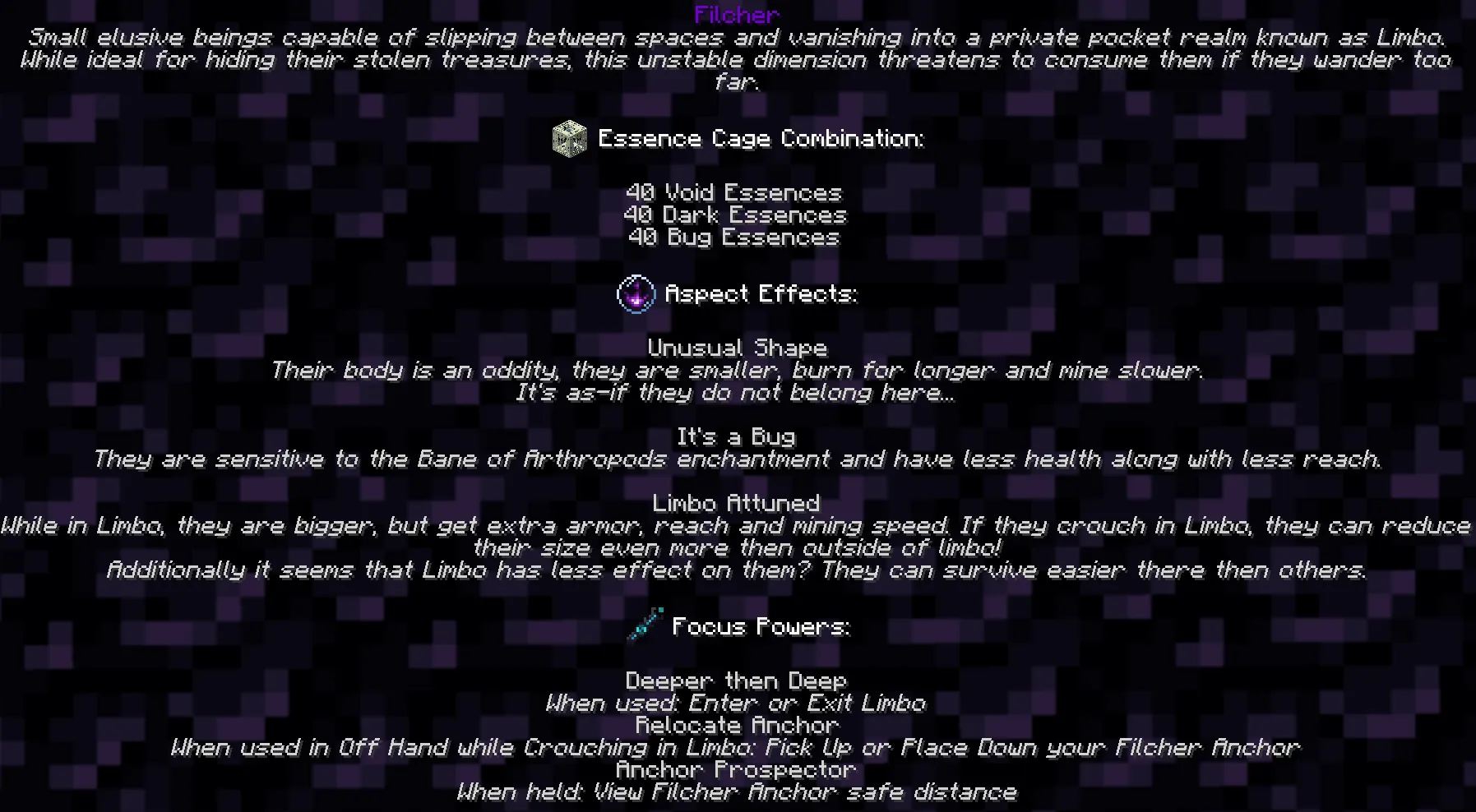 Aspects: Filcher's Limbo, Моды, Minecraft