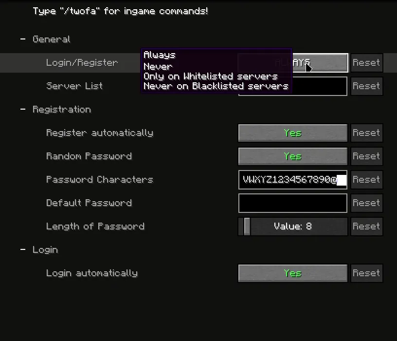TwoFA — скриншот 1 (Моды, Minecraft)