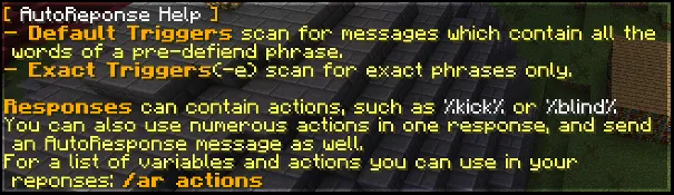 AutoResponse — скриншот 1 (Плагины, Minecraft)