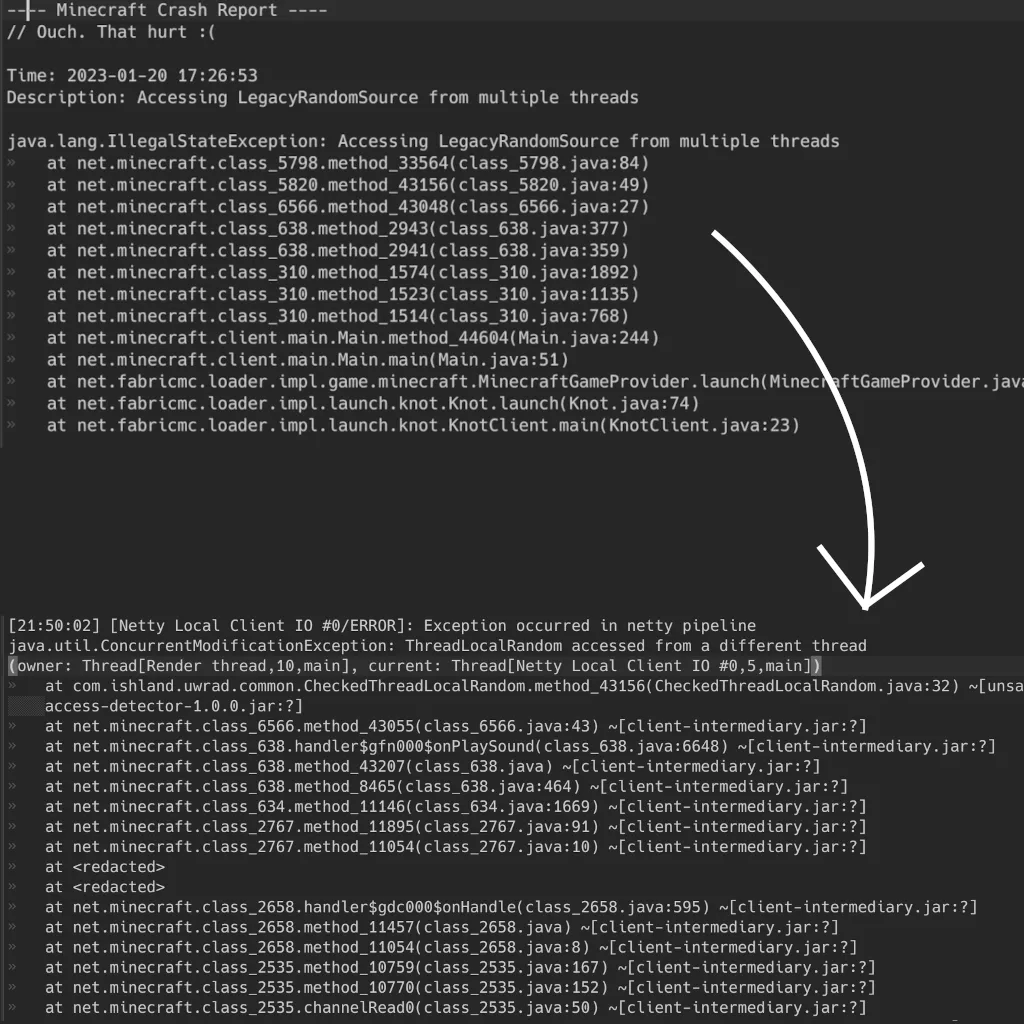Unsafe World Random Access Detector (Fabric), Моды, Minecraft
