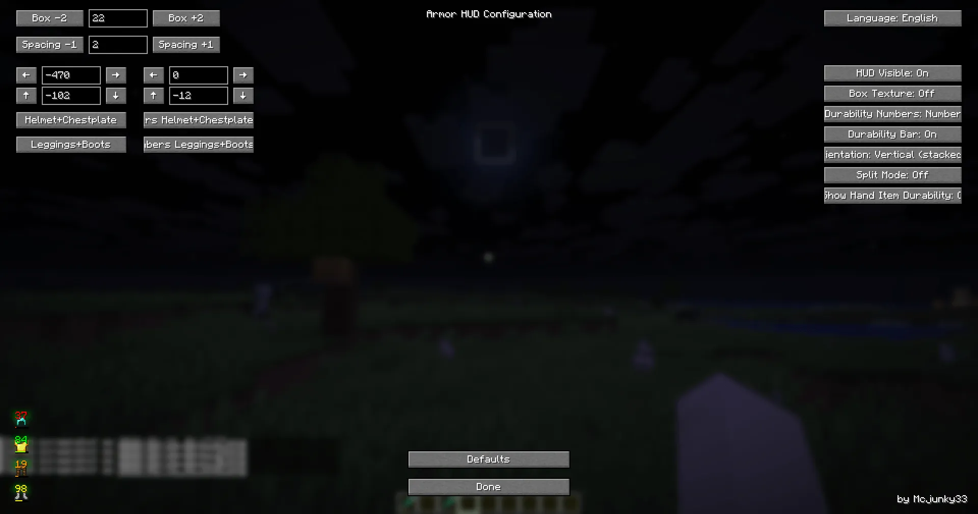 Armor Hud by Mcjunky33, Моды, Minecraft