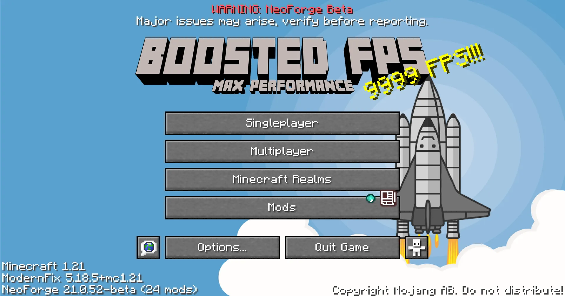 Boosted FPS (Performance) (NF) — скриншот 1 (Модпаки, Minecraft)