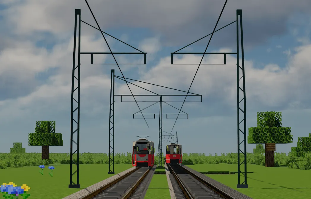 Tram Rails & Poles Pack By Krzysiek5757 [Immersive Railroading] — скриншот 3 (Дата-паки, Minecraft)