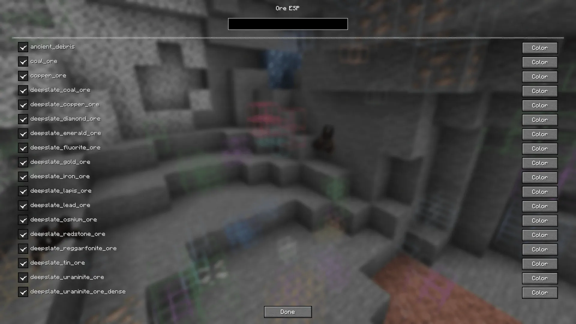 Ore Vision, Моды, Minecraft