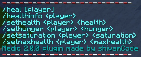 Medic - Health, Hunger, Saturation — скриншот 2 (Плагины, Minecraft)