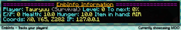 EmbInfo — скриншот 1 (Плагины, Minecraft)