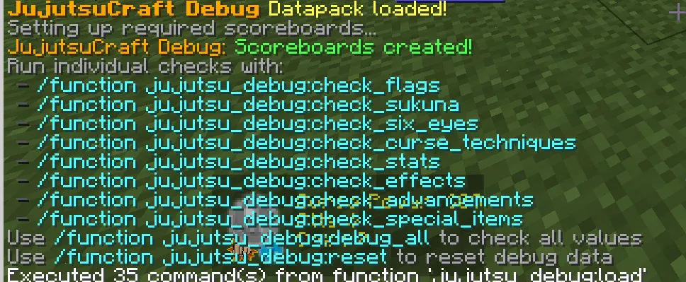 JujutsuCraft Debug Utilities — скриншот 2 (Дата-паки, Minecraft)