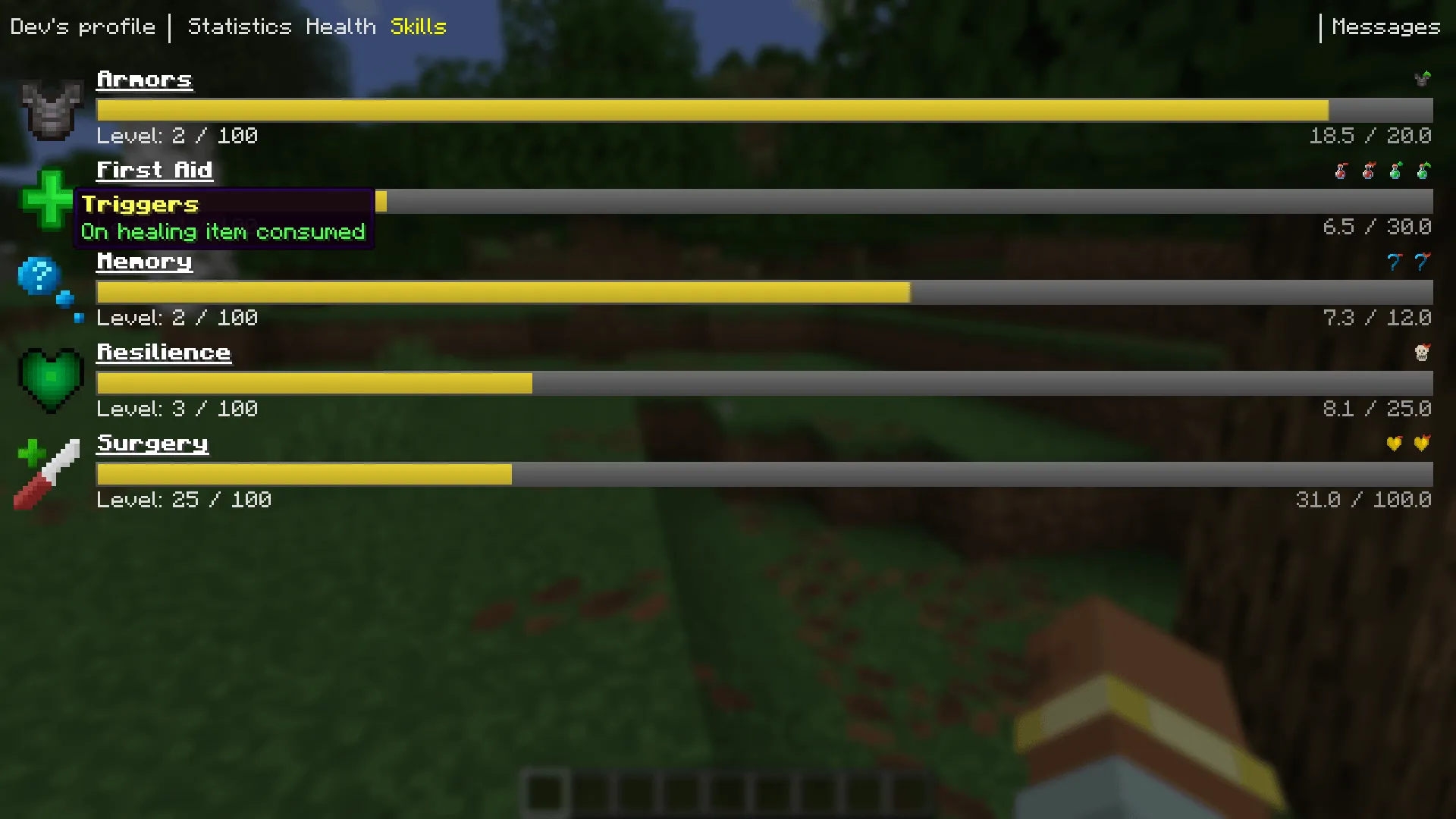 Medical system, Моды, Minecraft