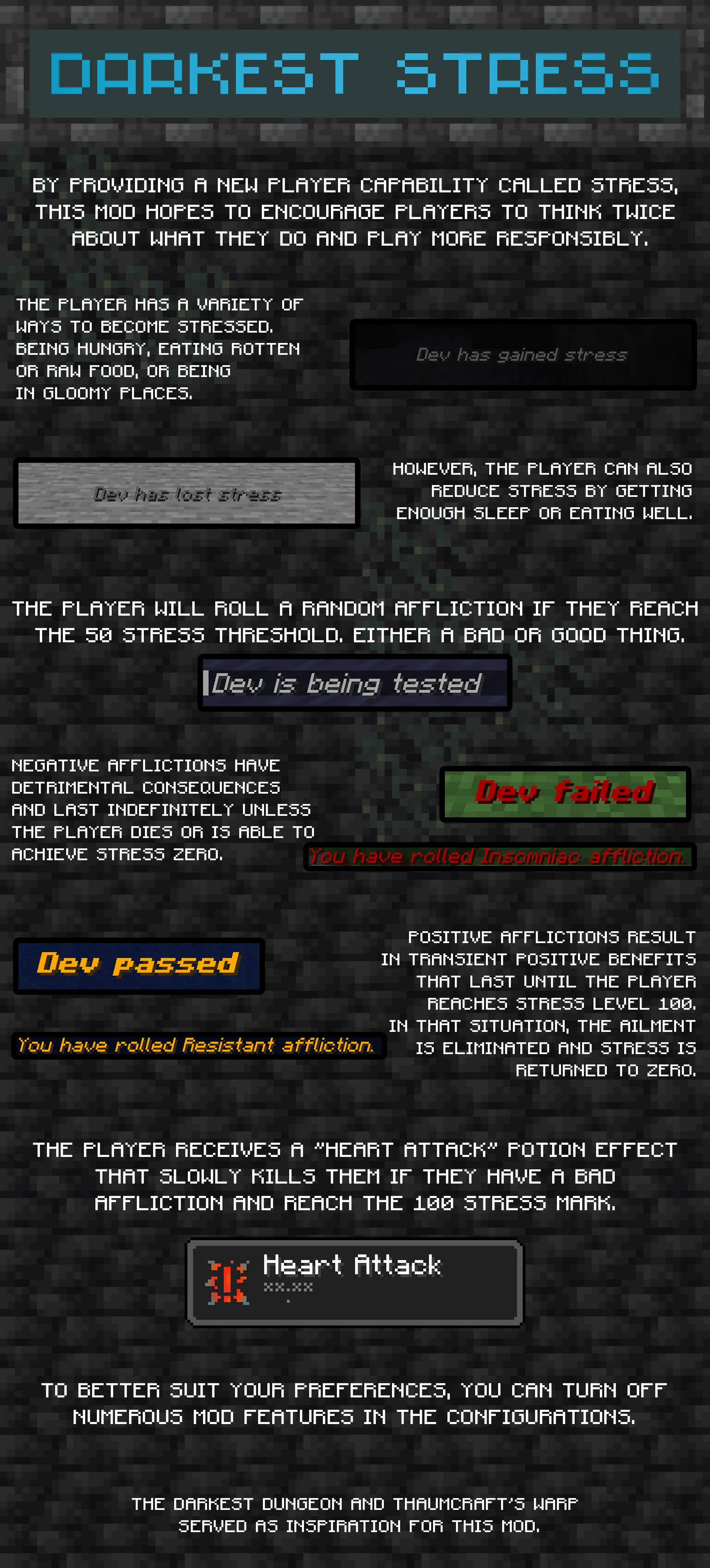 Darkest Stress, Моды, Minecraft