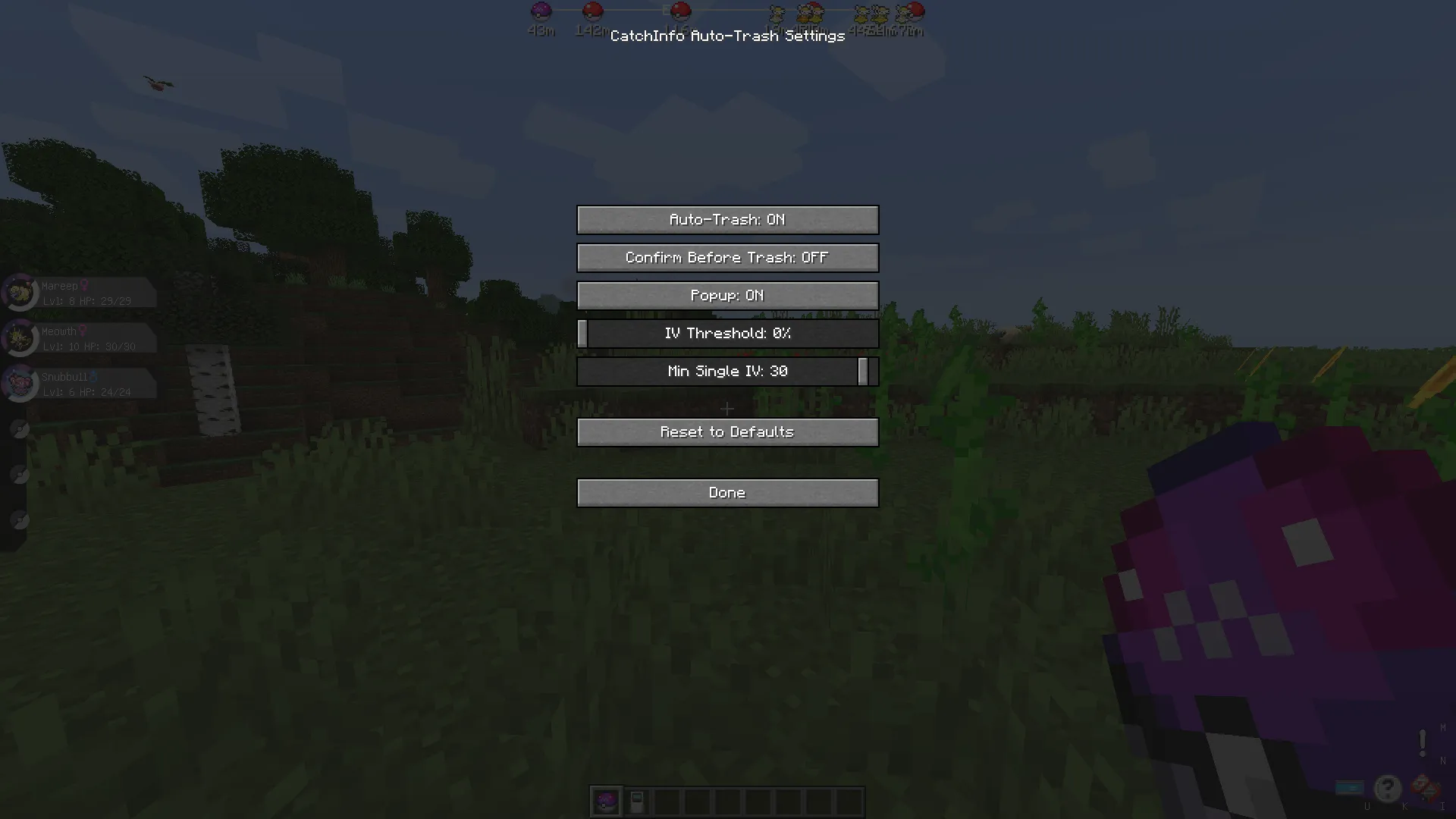 CatchInfo, Моды, Minecraft
