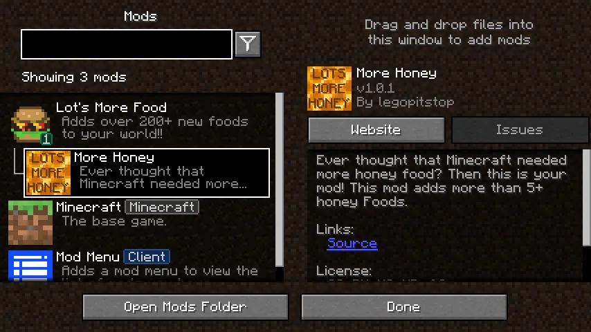 More Honey [JAVA], Моды, Minecraft