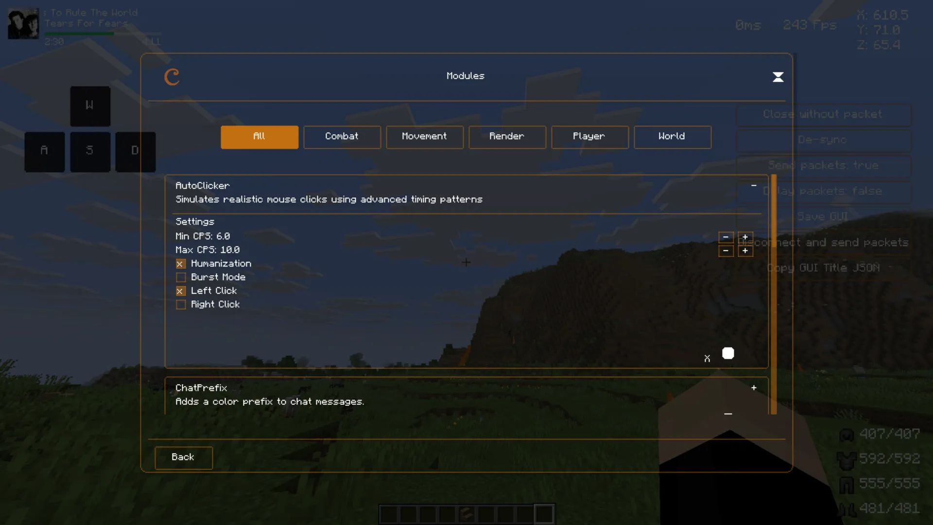 Cinnamon Client — скриншот 3 (Моды, Minecraft)