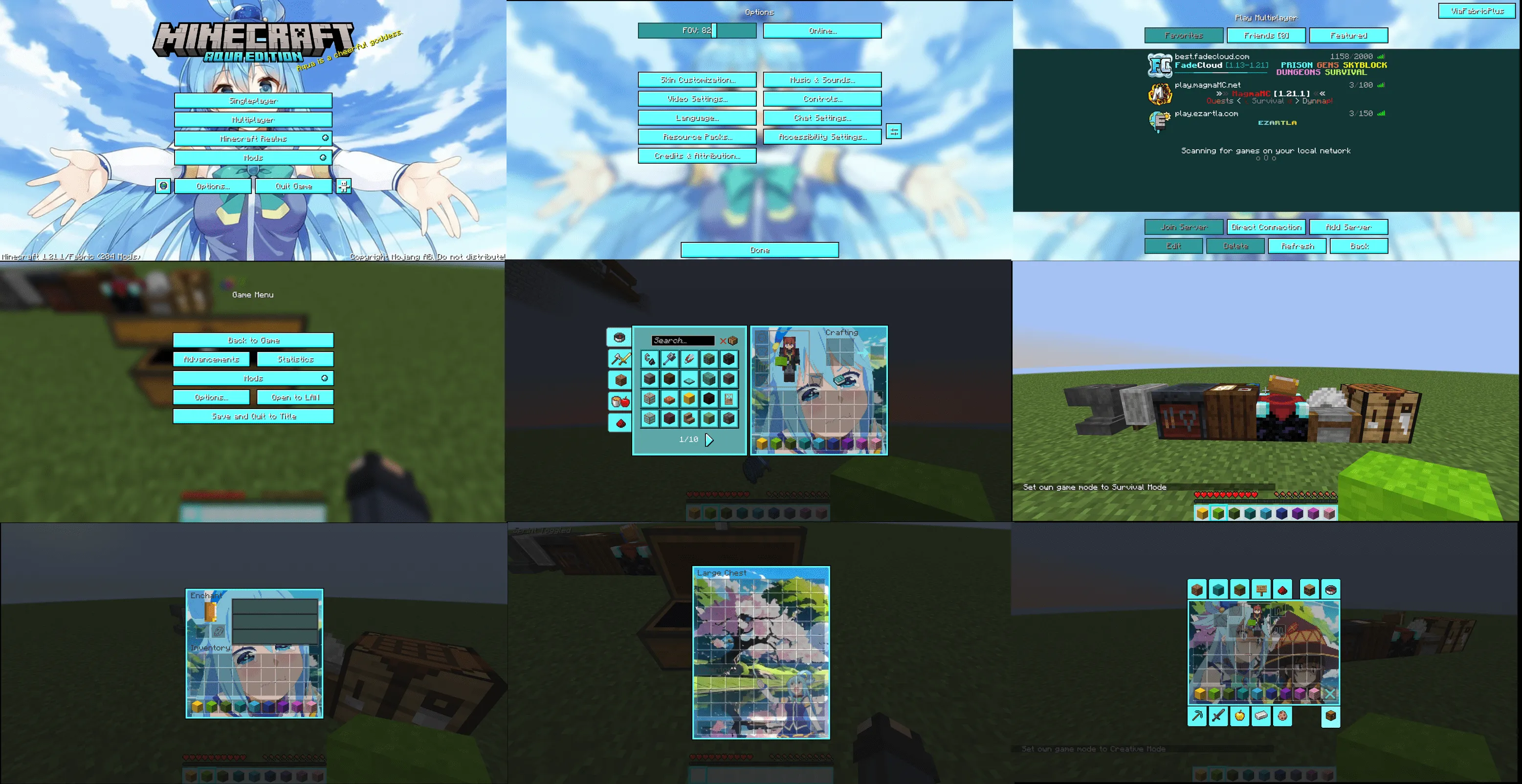 aqua gui, Текстуры, Minecraft