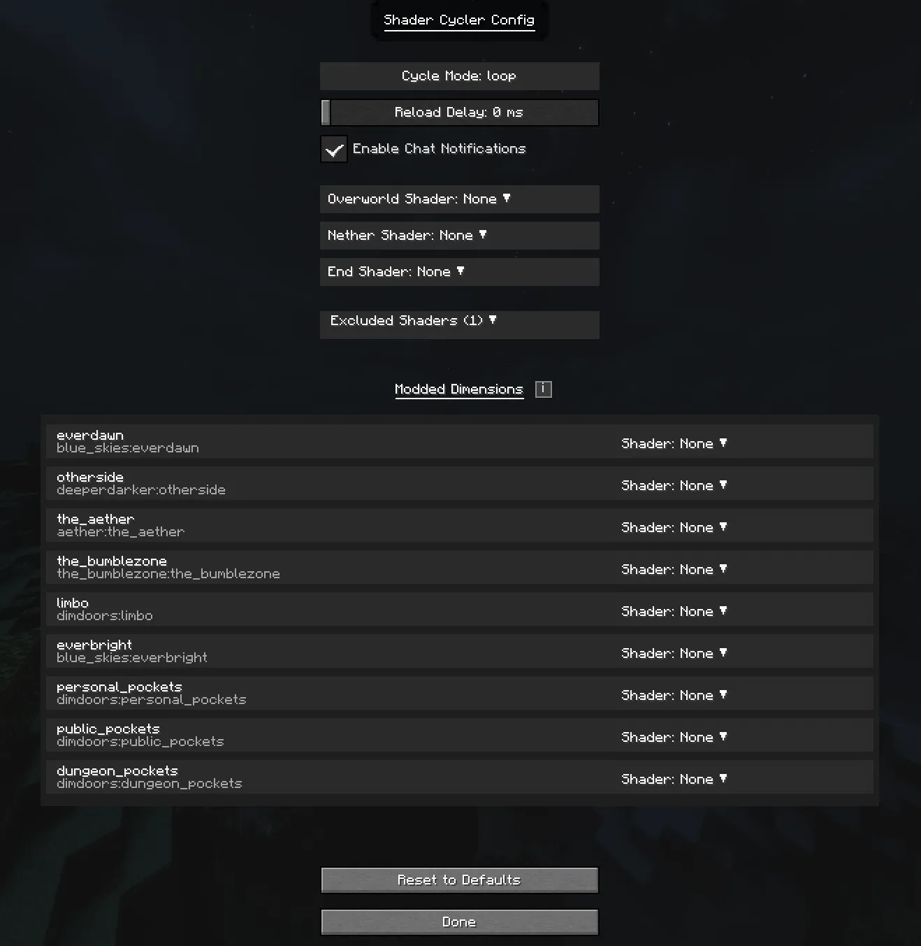 Melons Shader Cycler, Моды, Minecraft