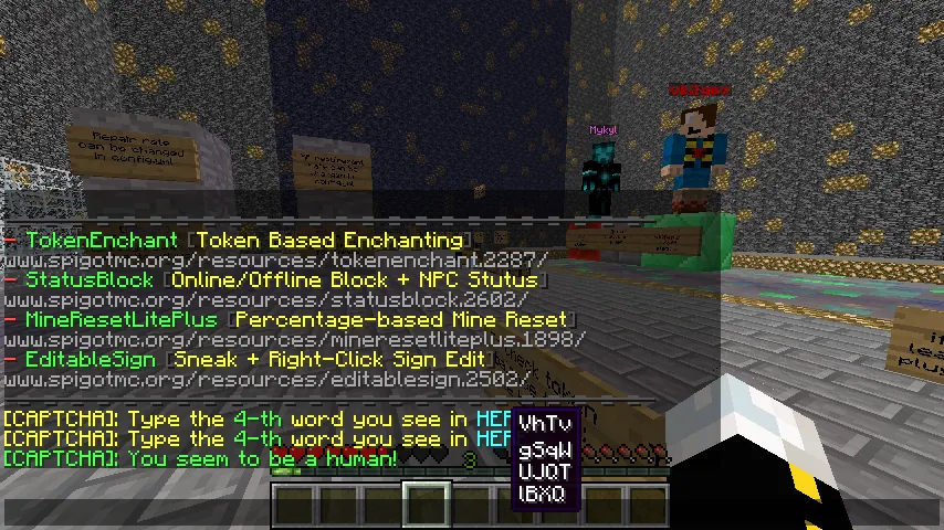 C@PTCHA Free version — скриншот 1 (Плагины, Minecraft)