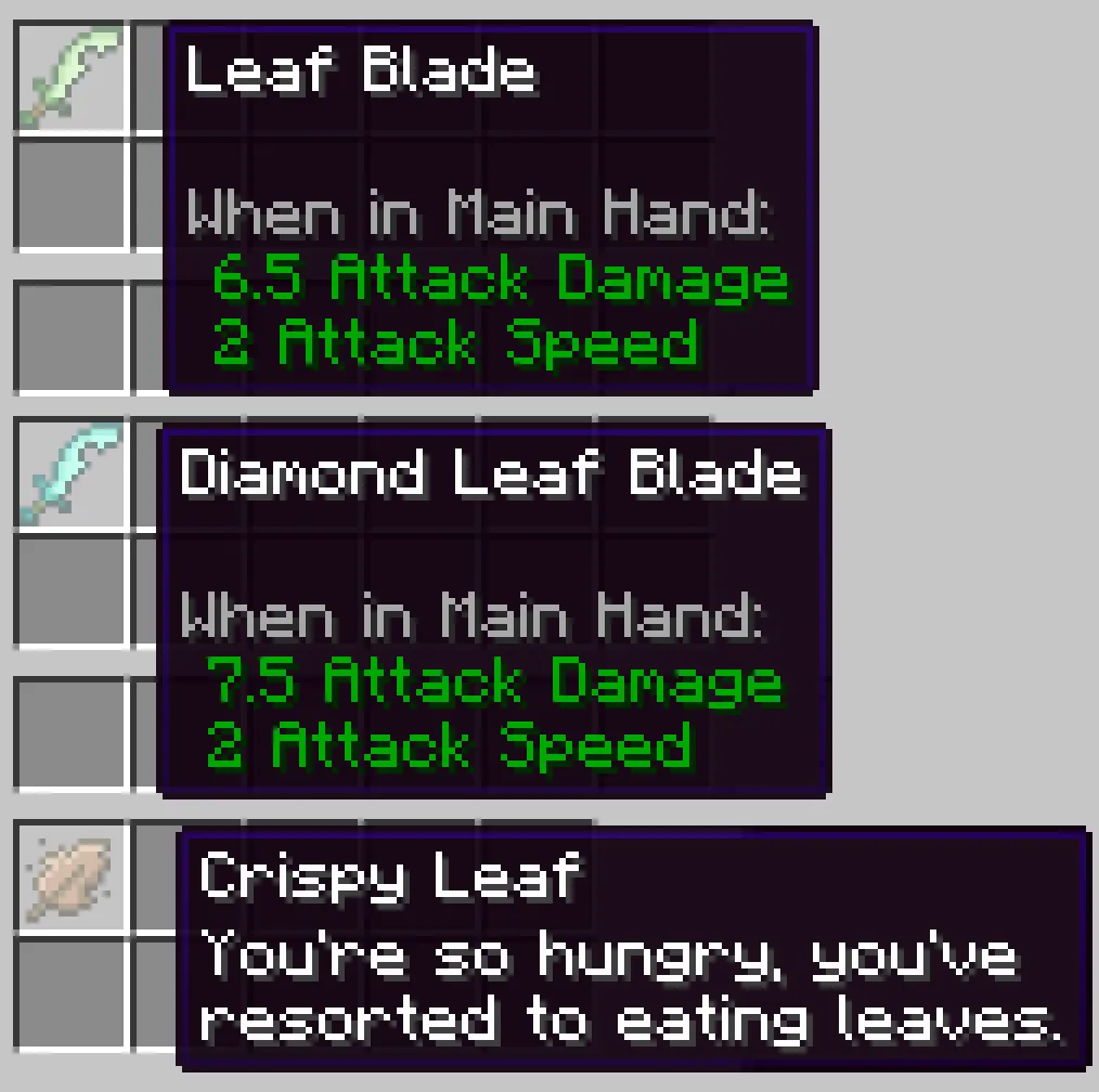 Leaf Blade, Моды, Minecraft