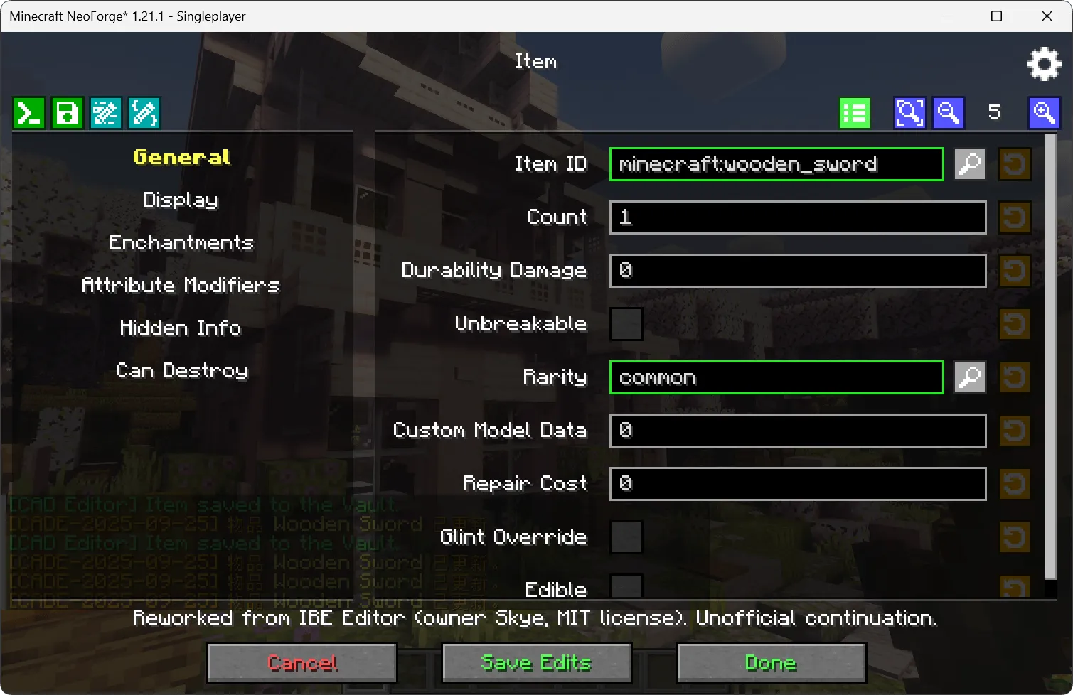 [CADE]CAD Editor, Моды, Minecraft