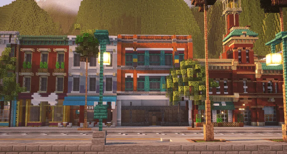 Seaside Plaza | A detailed modern boardwalk city | PaleoTech, Карты, Minecraft