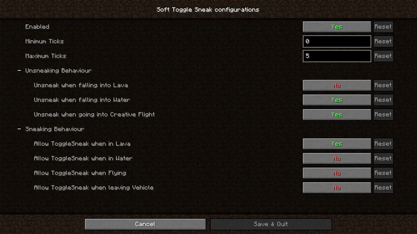 Soft ToggleSneak, Моды, Minecraft