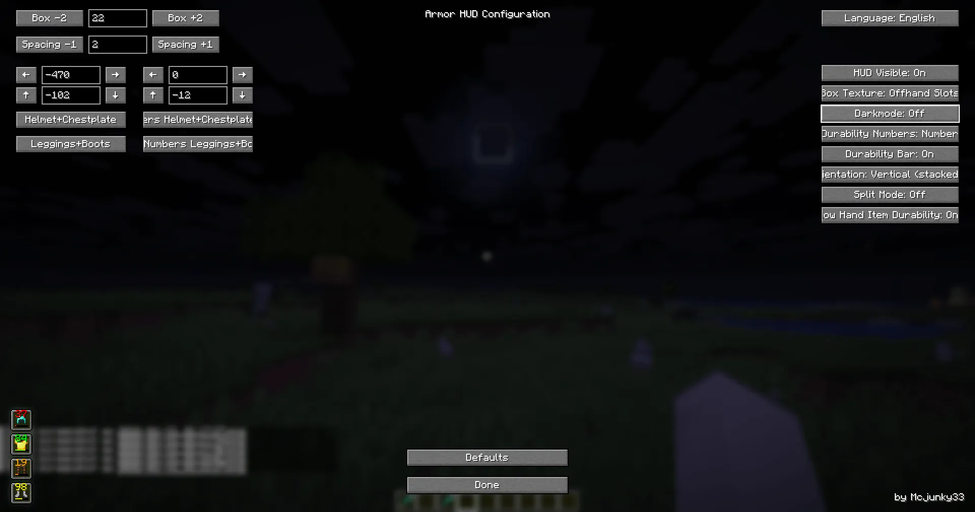 Armor Hud by Mcjunky33, Моды, Minecraft