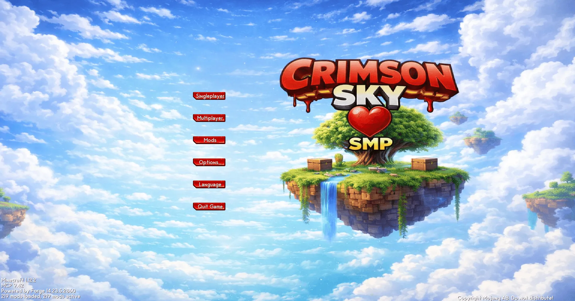 Crimson Sky SMP (Skyblock+Revive) — скриншот 1 (Модпаки, Minecraft)