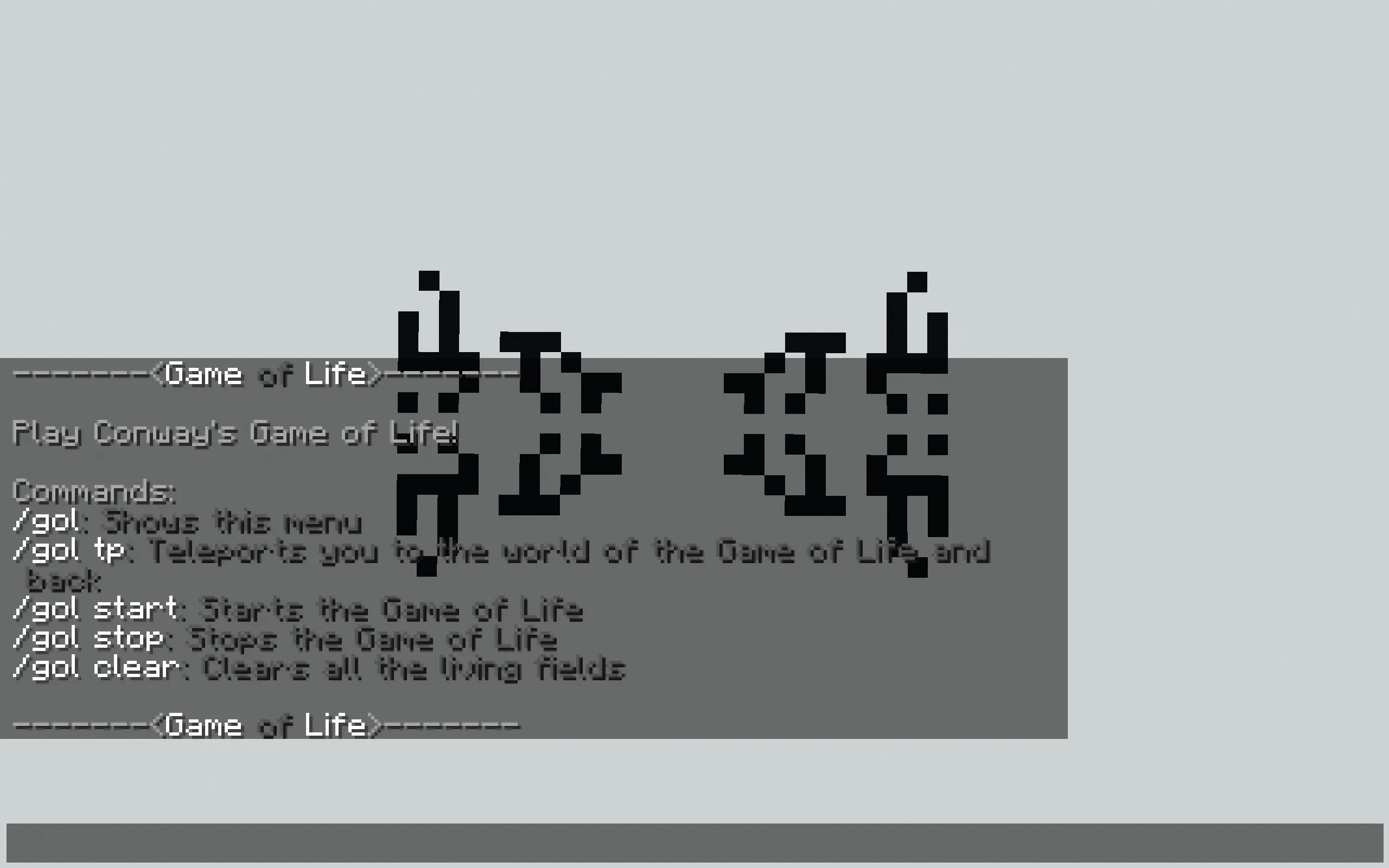 Conway's Game of Life — скриншот 1 (Плагины, Minecraft)