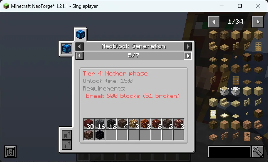 NeoBlock - The New OneBlock, Моды, Minecraft