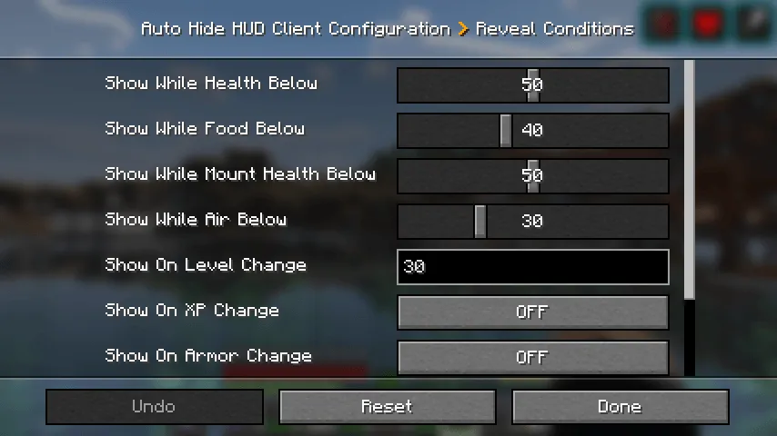 Auto Hide HUD — скриншот 4 (Моды, Minecraft)