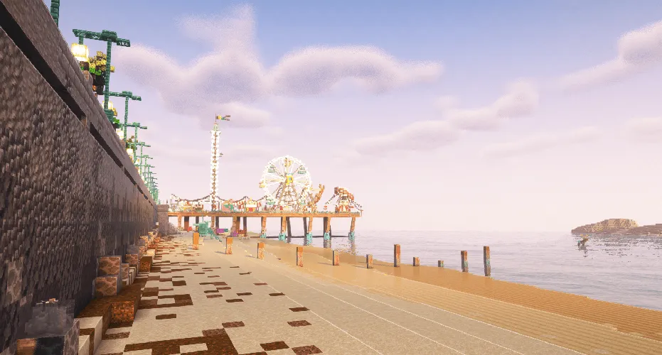 Seaside Plaza | A detailed modern boardwalk city | PaleoTech, Карты, Minecraft