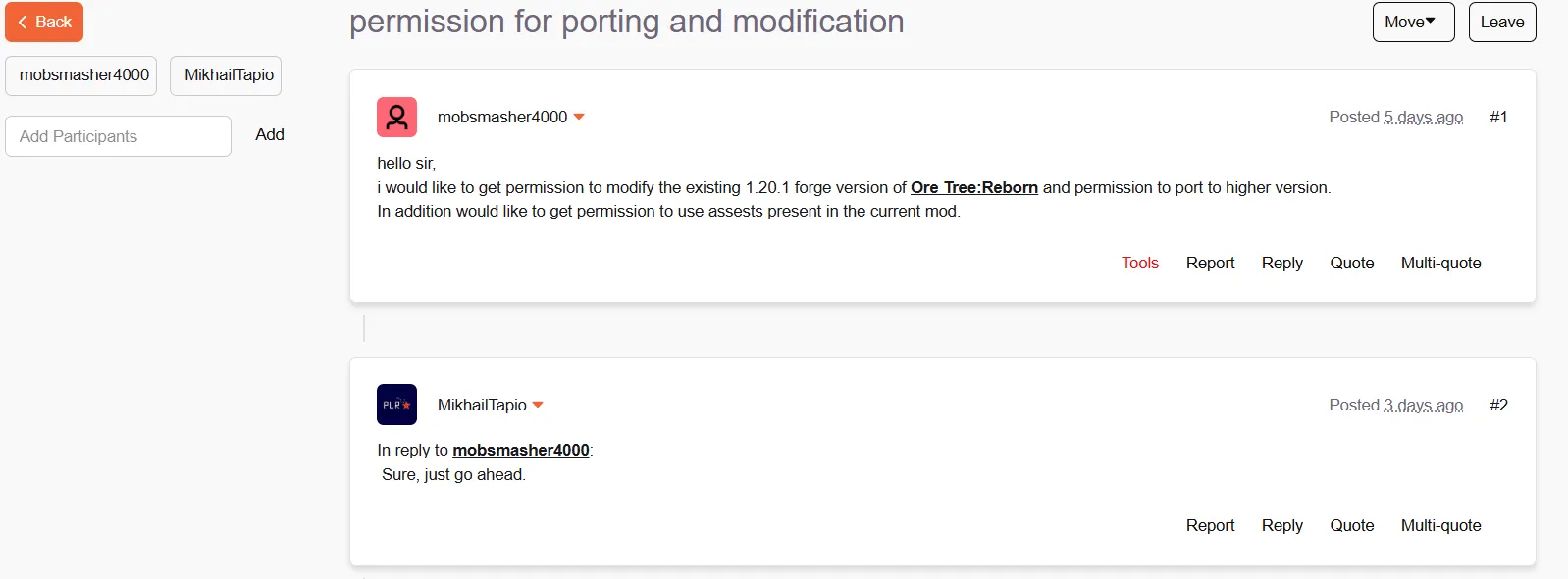 Ore Trees : Reboot, Моды, Minecraft