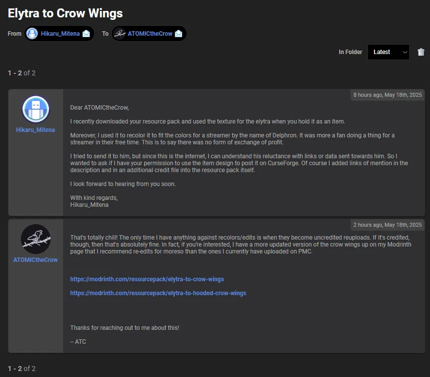 Delphron Wings, Текстуры, Minecraft