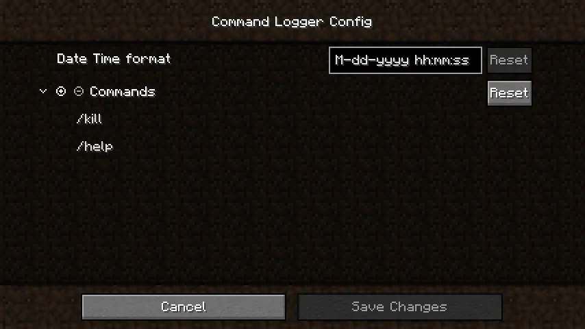 Command Logger — скриншот 2 (Моды, Minecraft)