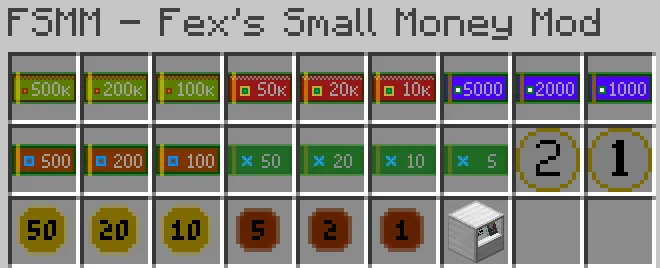 FSMM - Fex's Small Money Mod, Моды, Minecraft