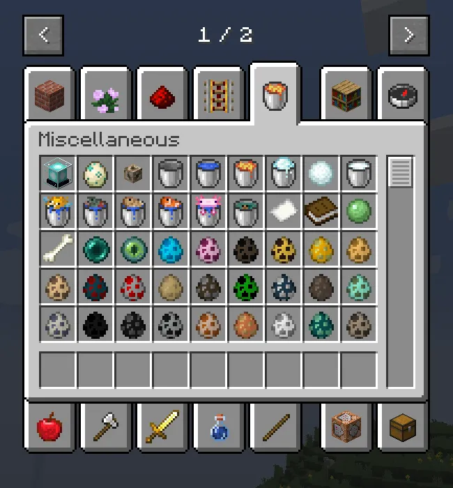 Old Creative Menu Restored, Текстуры, Minecraft