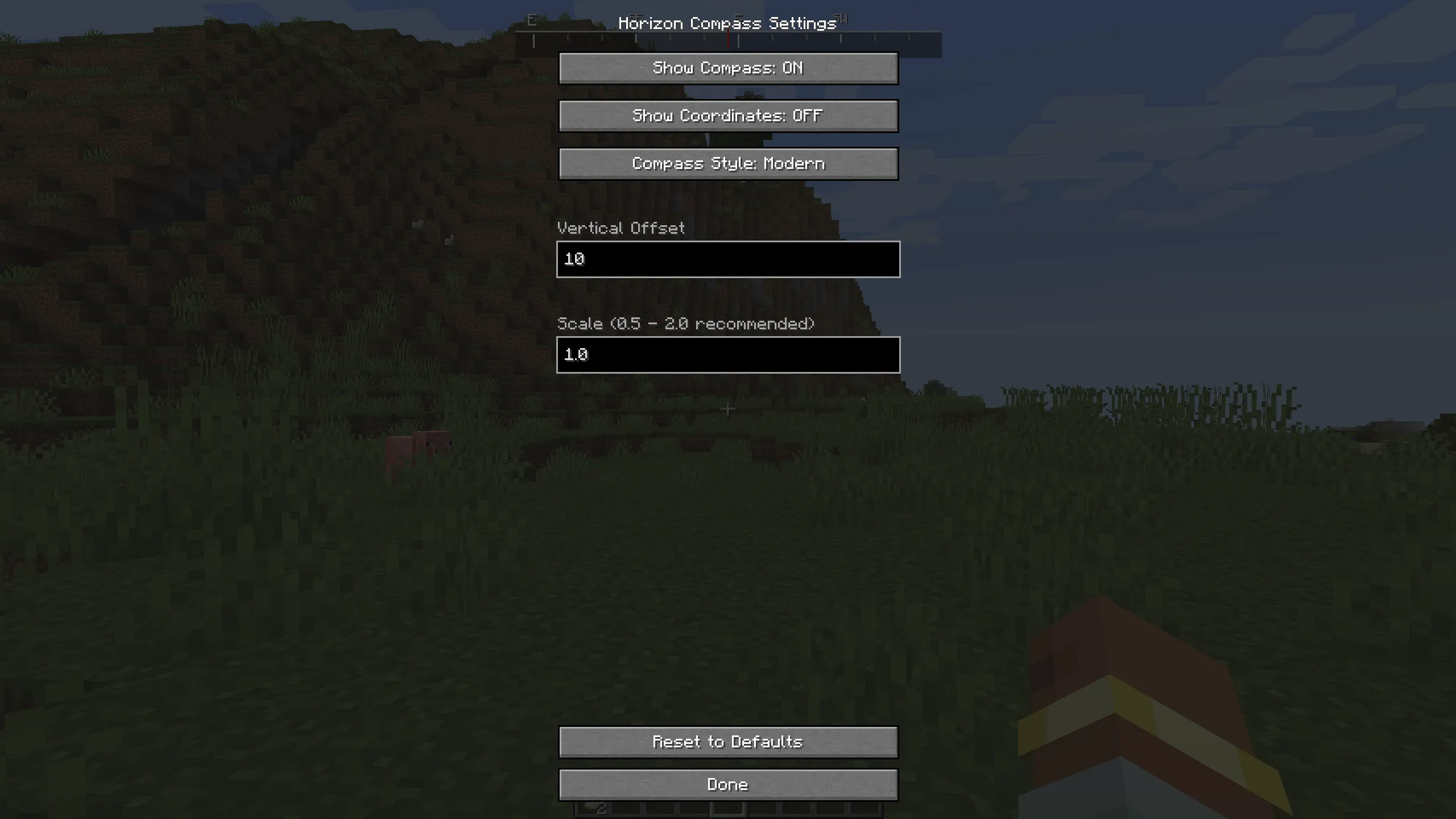 Horizon compass, Моды, Minecraft
