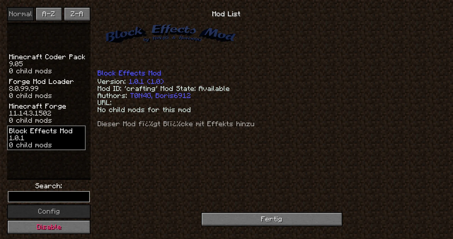 Block Effects Mod, Моды, Minecraft