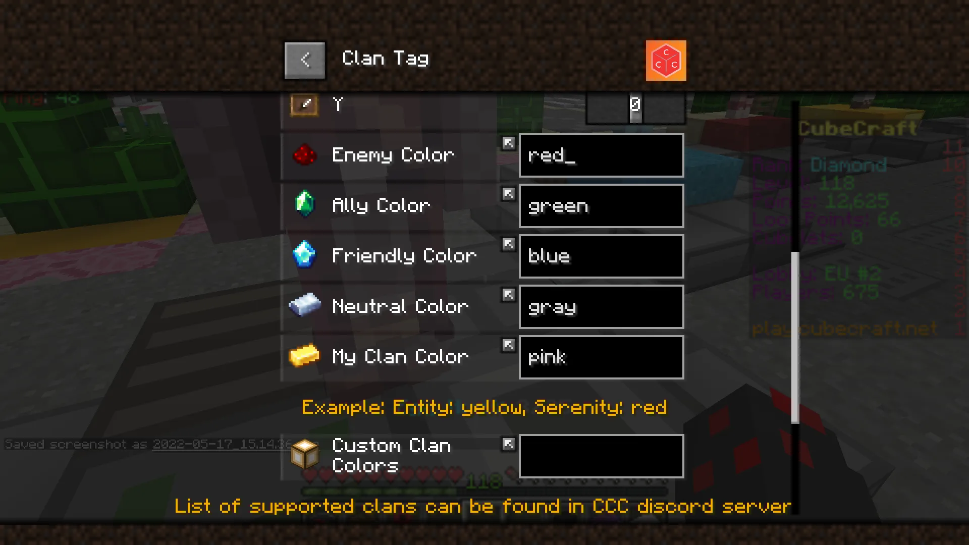 Clan Tag, Моды, Minecraft