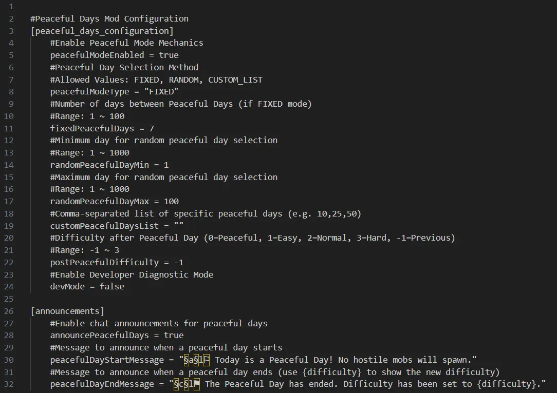 Peacefuldays, Моды, Minecraft