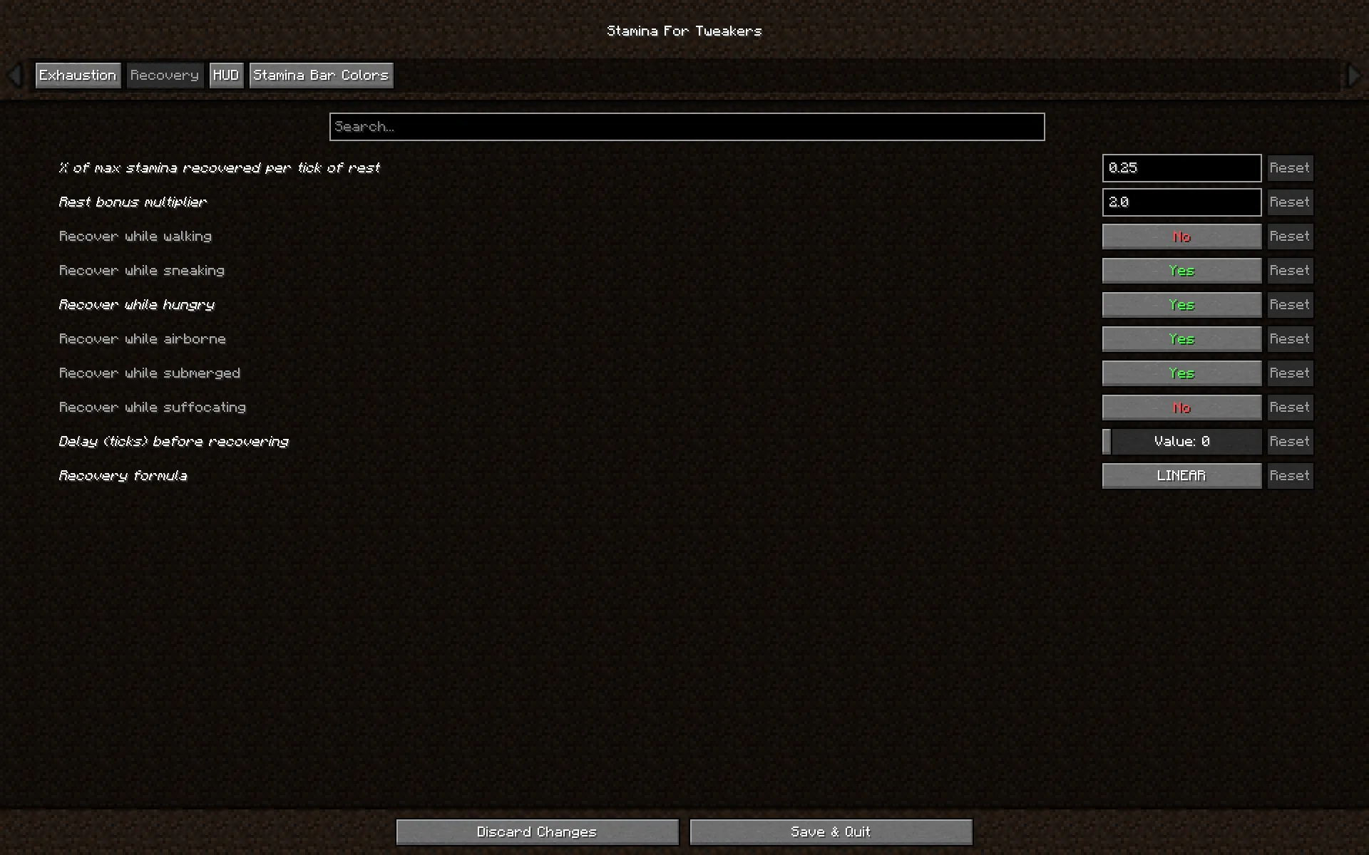 Stamina For Tweakers, Моды, Minecraft