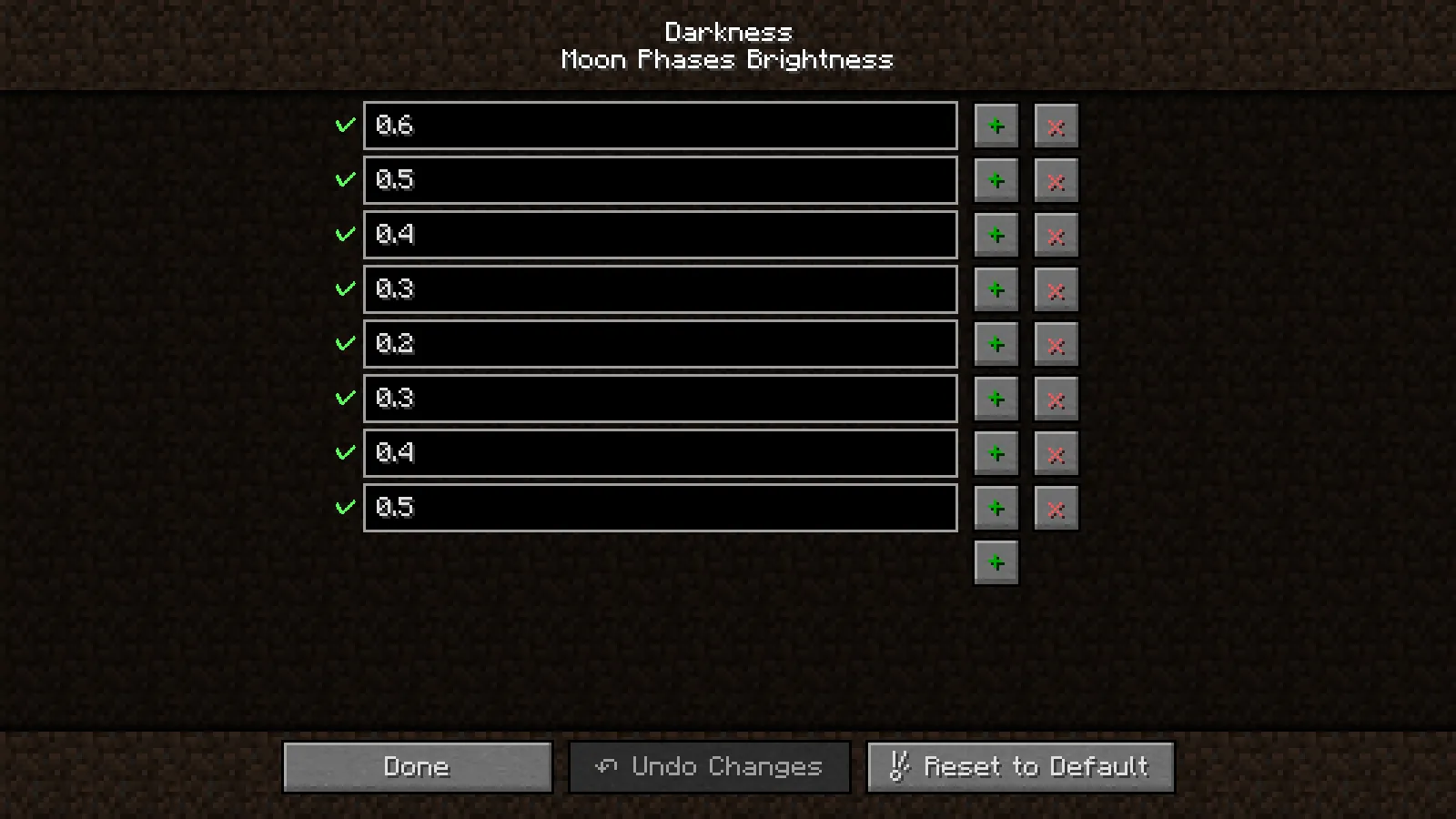 Dynamic Darkness, Моды, Minecraft