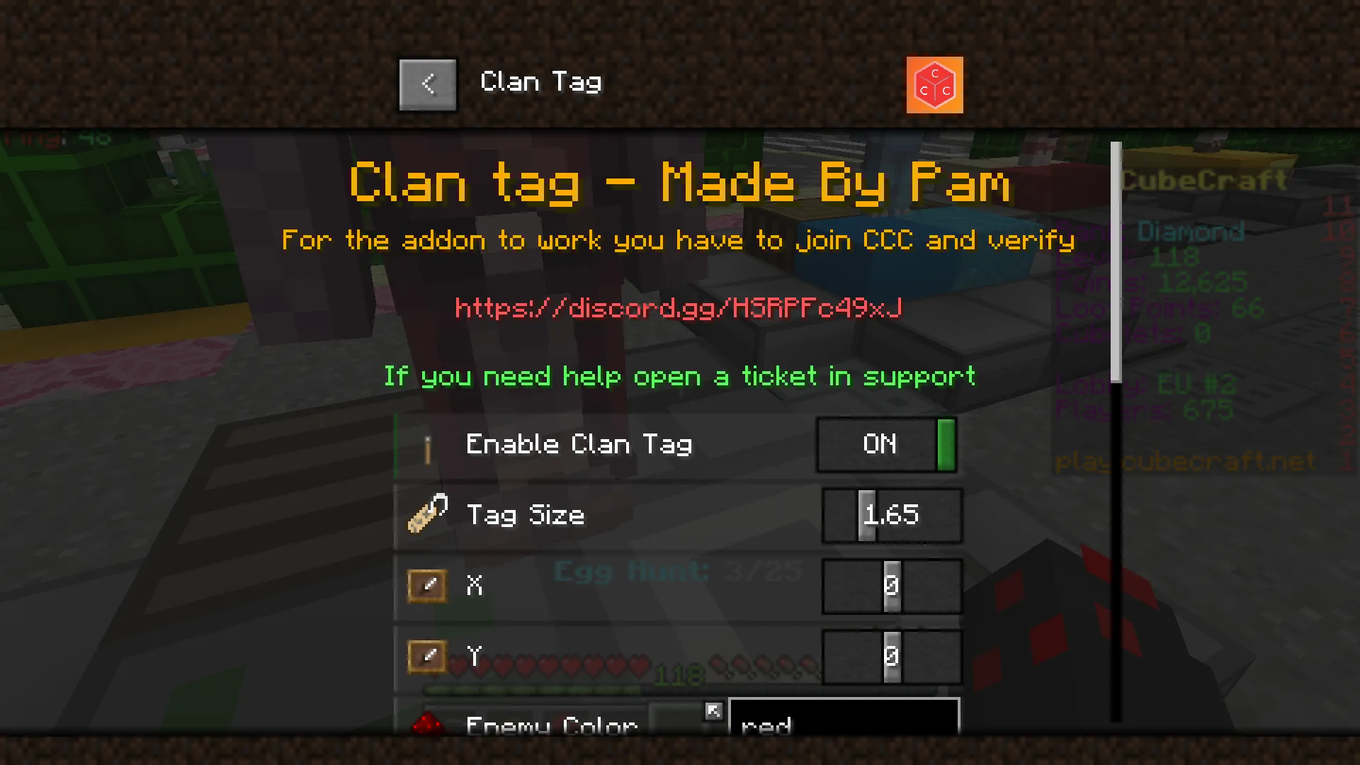 Clan Tag, Моды, Minecraft