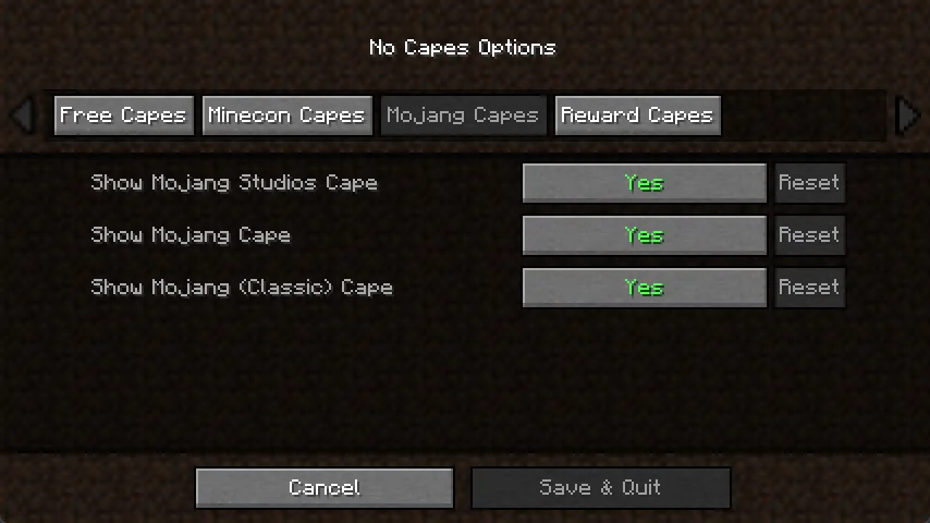 No Capes, Моды, Minecraft