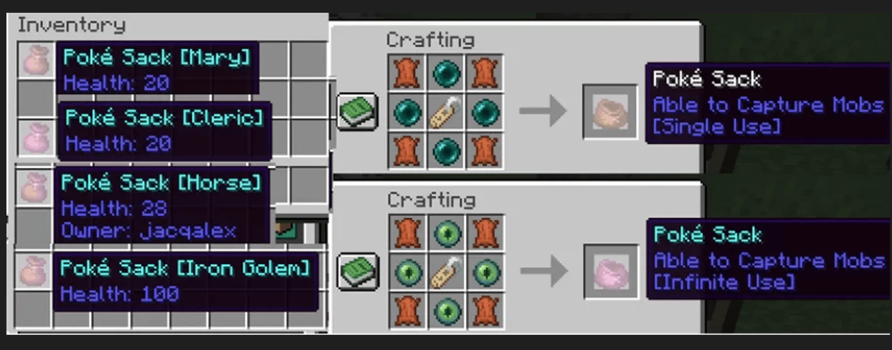 Poké Sacks, Дата-паки, Minecraft