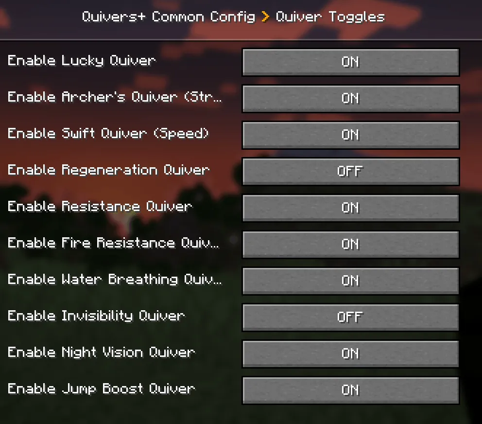 Quivers+, Моды, Minecraft