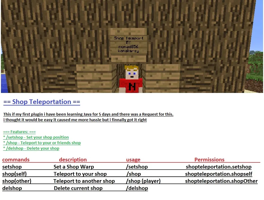 ShopTeleportation — скриншот 1 (Плагины, Minecraft)