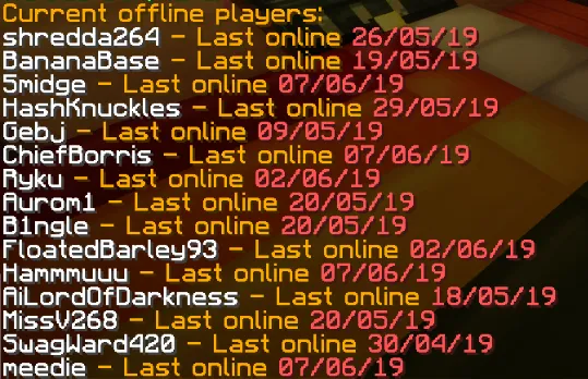 Offline User/Player List — скриншот 1 (Плагины, Minecraft)