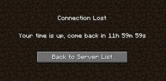 Player Time Limit — скриншот 1 (Моды, Minecraft)