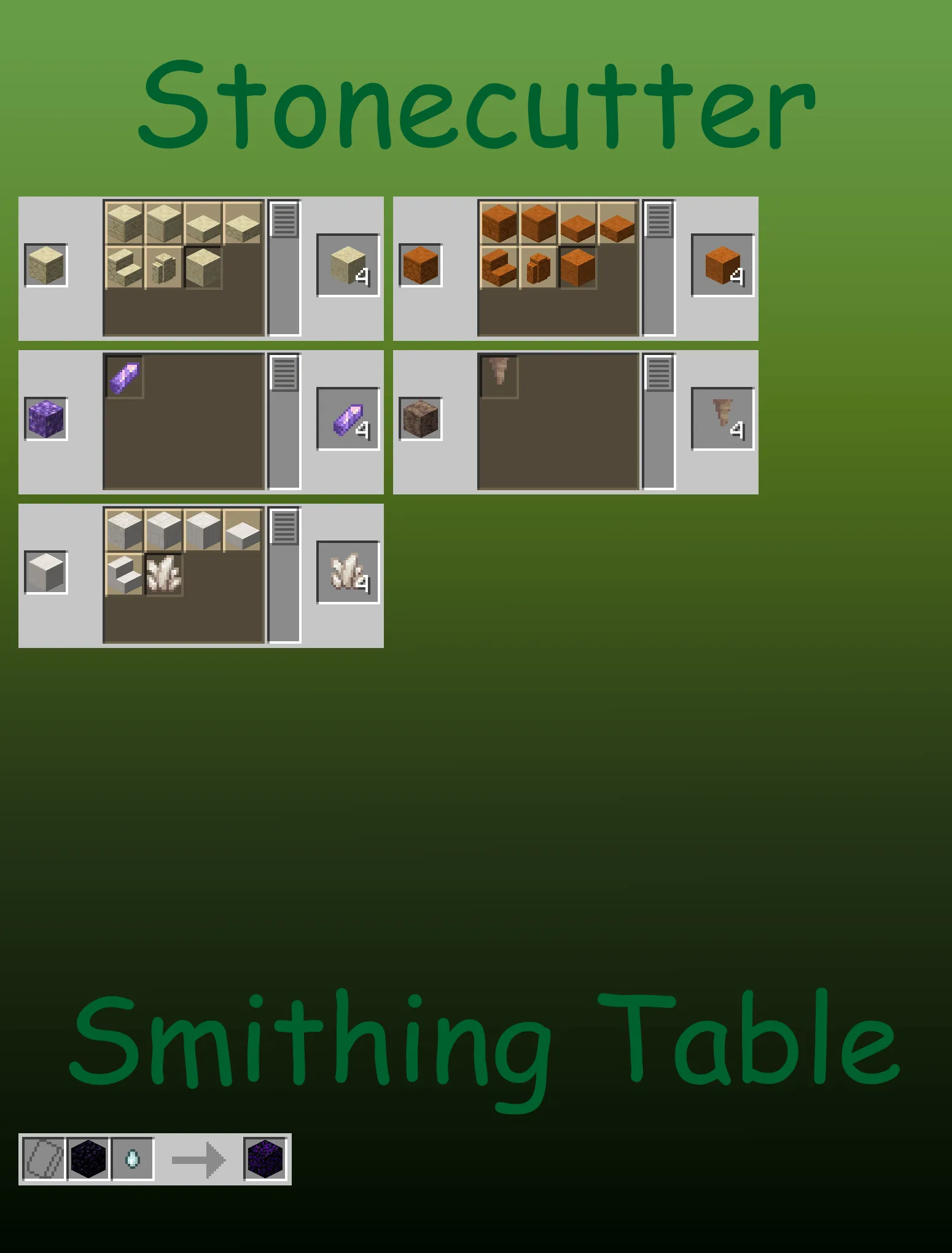 Recipes+, Дата-паки, Minecraft