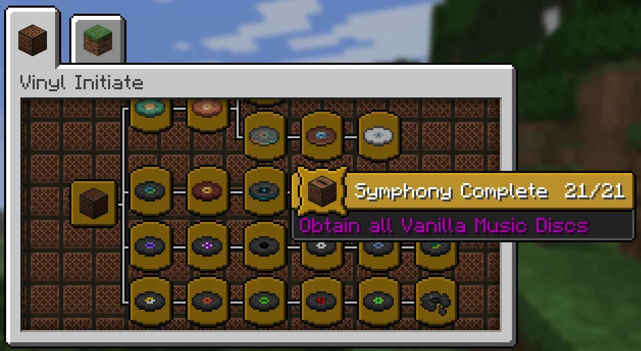 Music Disc Advancements — скриншот 1 (Моды, Minecraft)